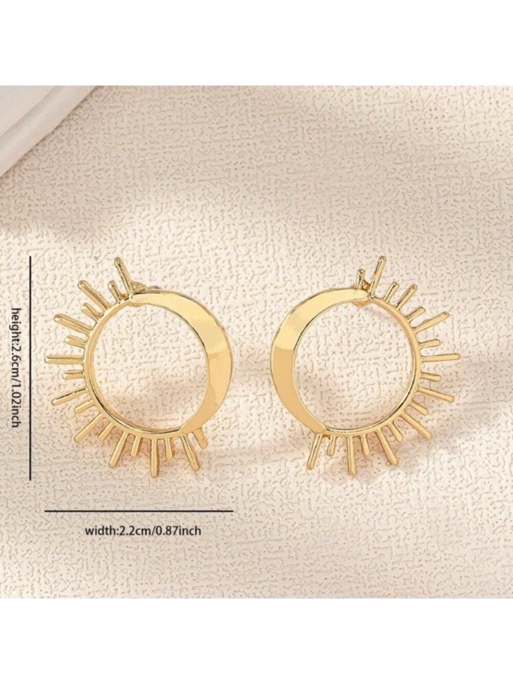 Gold Sunburst Mini Hoop Earrings - Picture 2 of 2